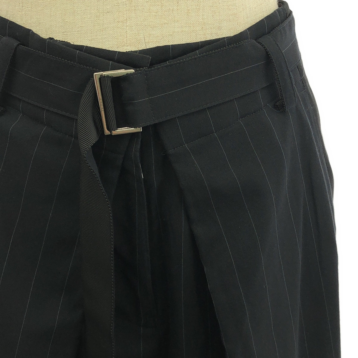 [品相良好] sacai | 2023 | 條紋側線透視寬長褲 | 0 | 黑色 | 女款