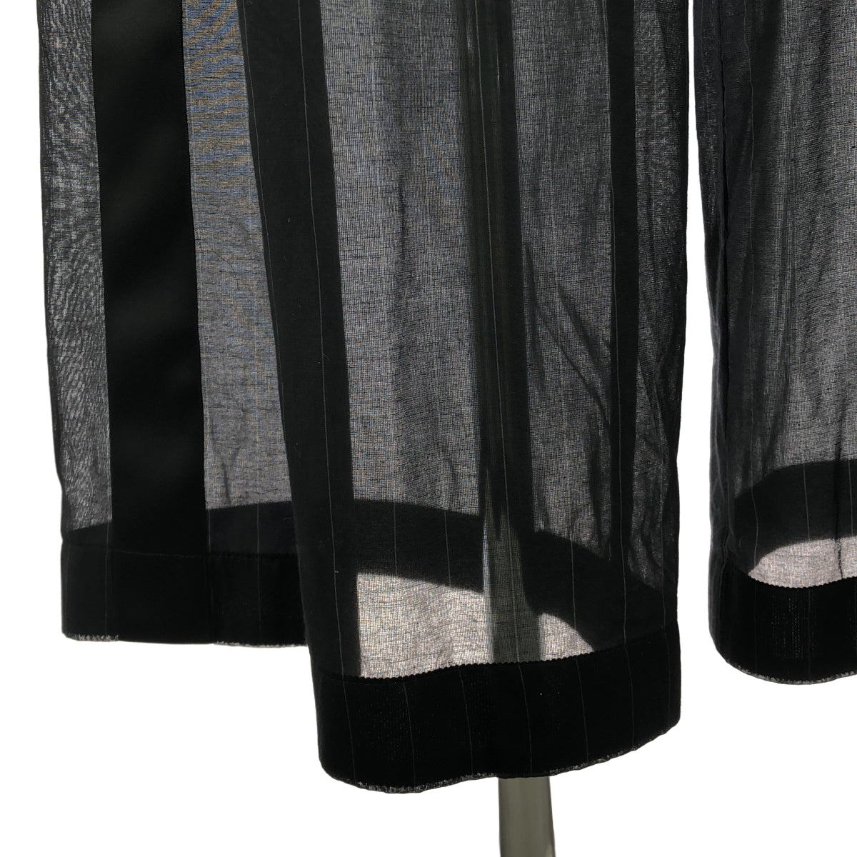 [品相良好] sacai | 2023 | 條紋側線透視寬長褲 | 0 | 黑色 | 女款