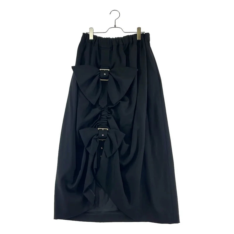noir kei ninomiya / ノワールケイニノミヤ | 2023AW | アシンメトリー リボン装飾 ドローストリング スカート / 裏地付き | M | レディース