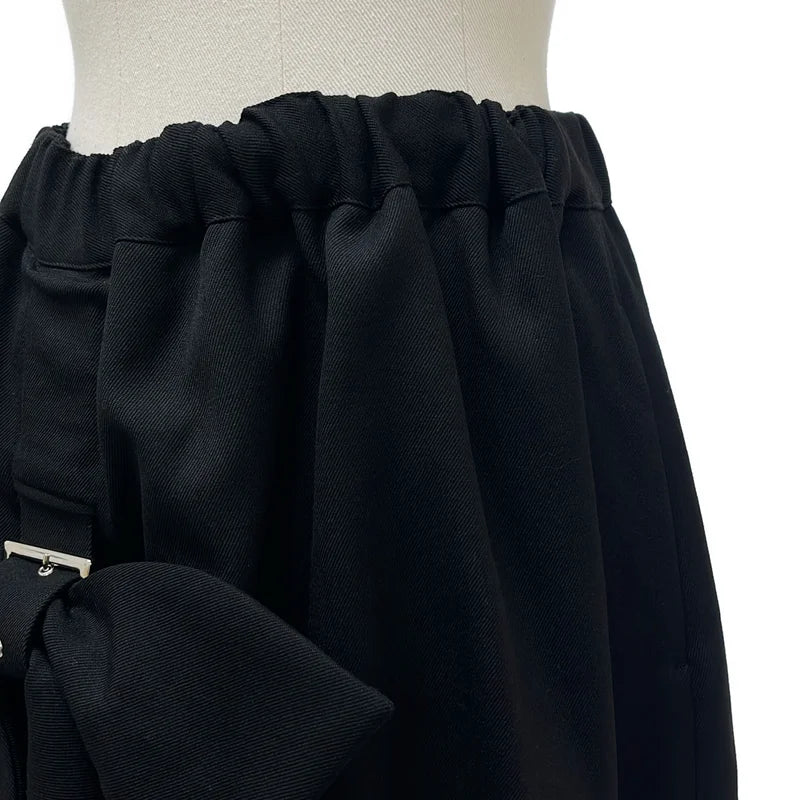 noir kei ninomiya / ノワールケイニノミヤ | 2023AW | アシンメトリー リボン装飾 ドローストリング スカート / 裏地付き | M | レディース