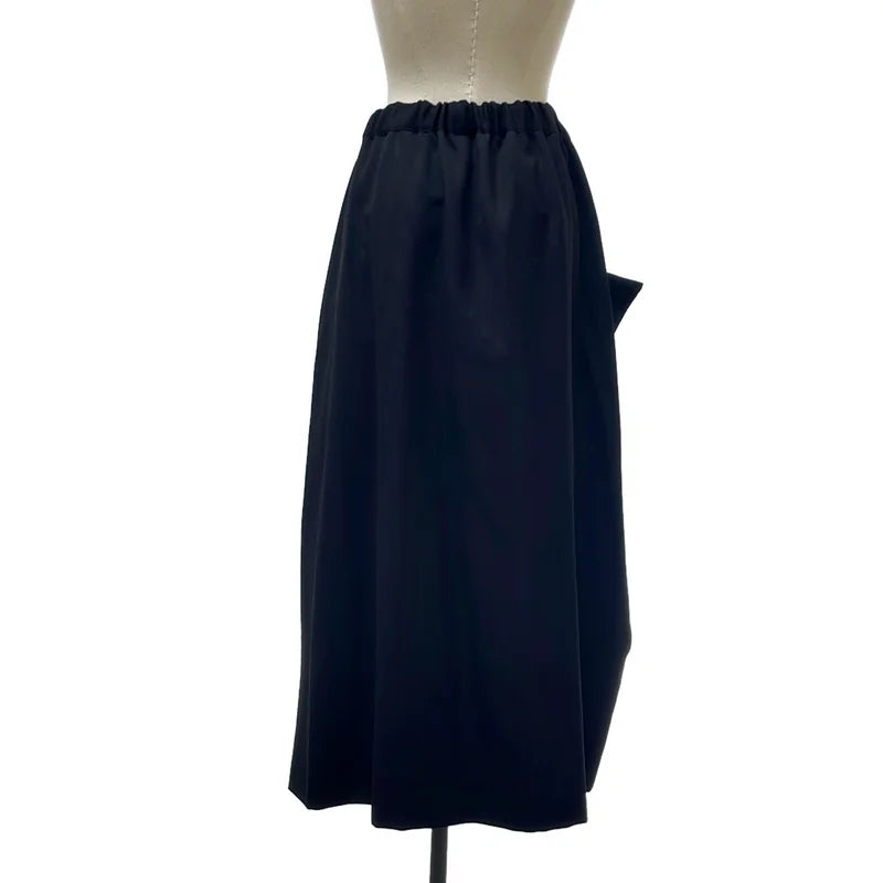 noir kei ninomiya / ノワールケイニノミヤ | 2023AW | アシンメトリー リボン装飾 ドローストリング スカート / 裏地付き | M | レディース