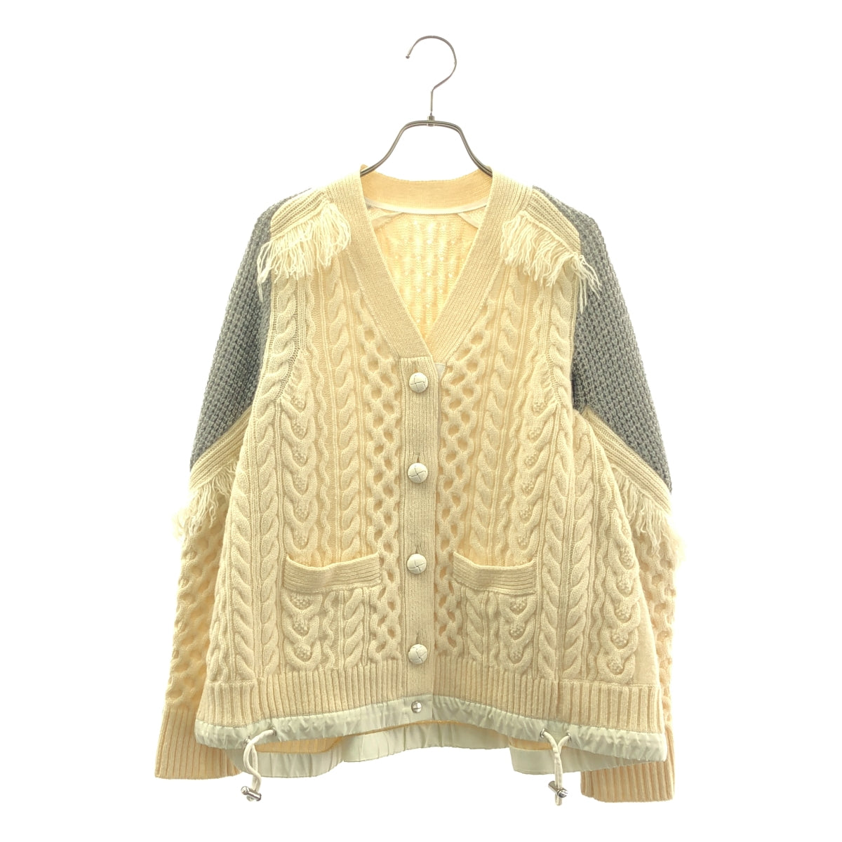 sacai / サカイ | 2017AW | ウール フリンジ ケーブル ニットカーディガン | 1 | レディース