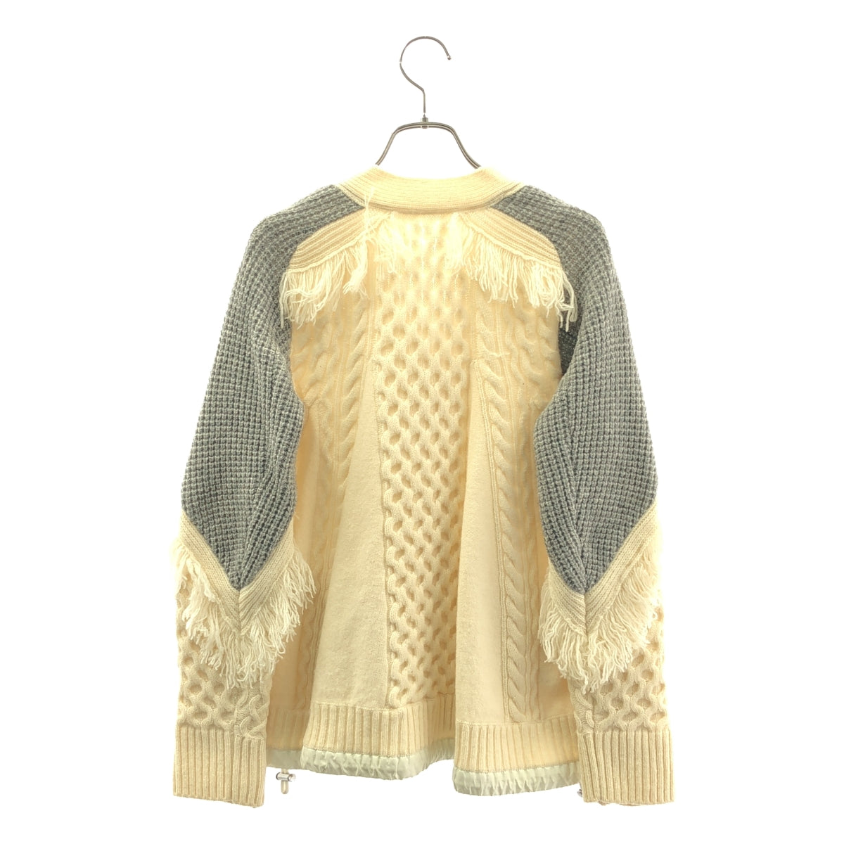 sacai / サカイ | 2017AW | ウール フリンジ ケーブル ニットカーディガン | 1 | レディース