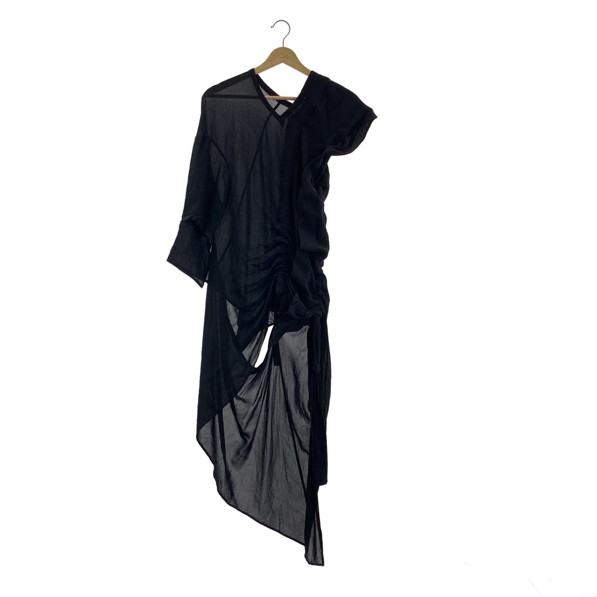 Y's / Y's Yohji Yamamoto | 2008 春夏系列 | 人造絲不對稱露背褶皺長襯衫 | 1 碼 | 女款