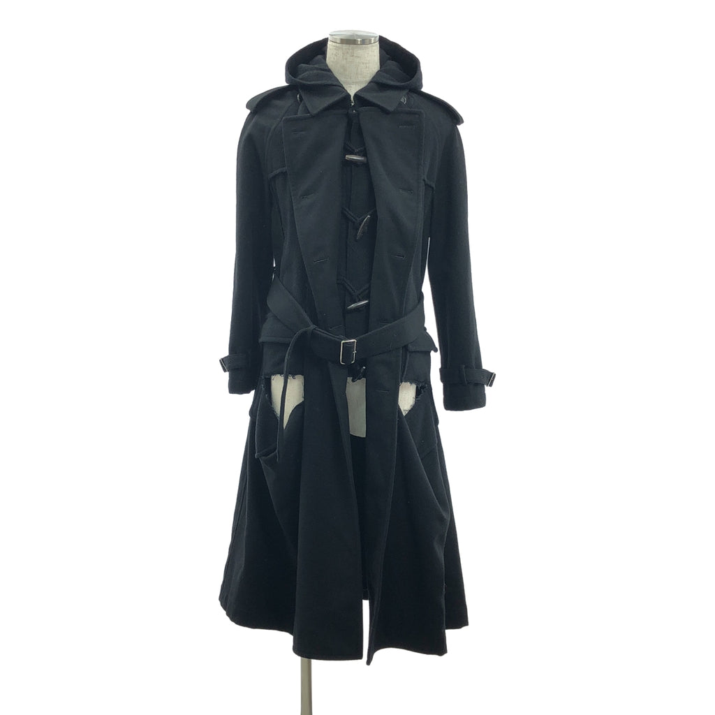 【美品】  COMME des GARCONS HOMME PLUS / コムデギャルソンオムプリュス | 2020AW | 縮絨ウール レイヤード ダッフルコート | S | ブラック | メンズ