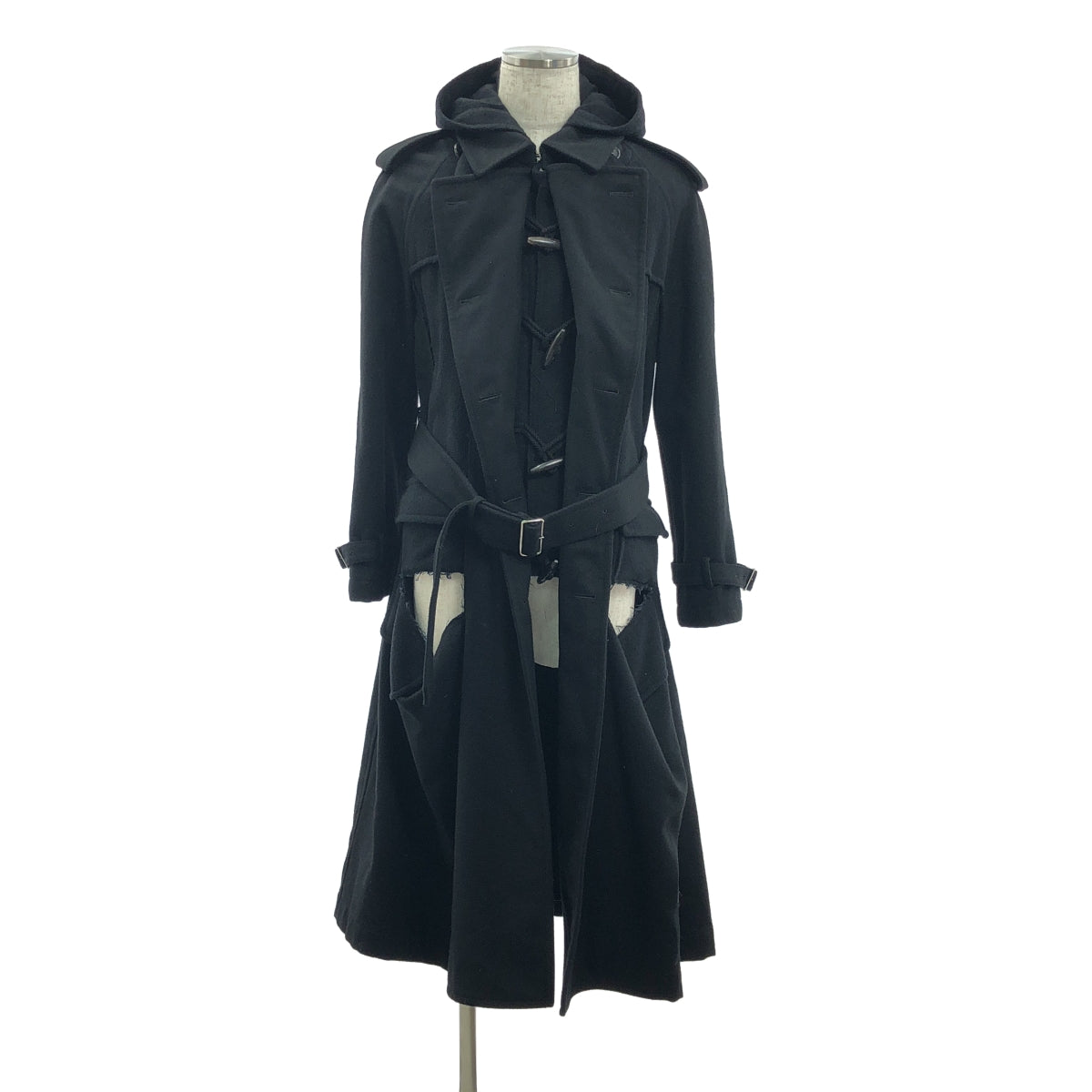 [近新] COMME des GARÇONS HOMME PLUS | 2020 秋冬 | 毛氈羊毛多層粗呢大衣 | S尺寸 | 黑色 | 男款