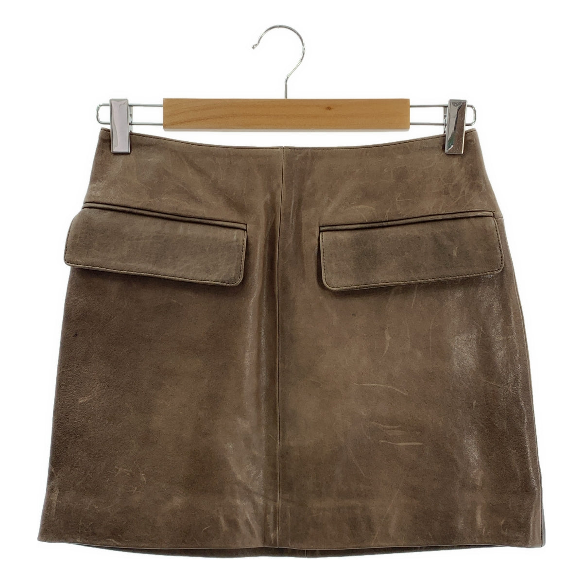AURALEE / 오라리 | 2024AW | HEAVY LAMB LEATHER MINI SKIRT 가죽 스커트 | 0 | 여성