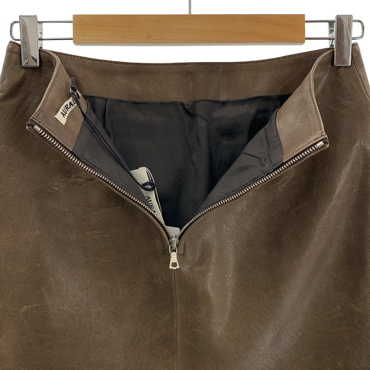 AURALEE / 오라리 | 2024AW | HEAVY LAMB LEATHER MINI SKIRT 가죽 스커트 | 0 | 여성