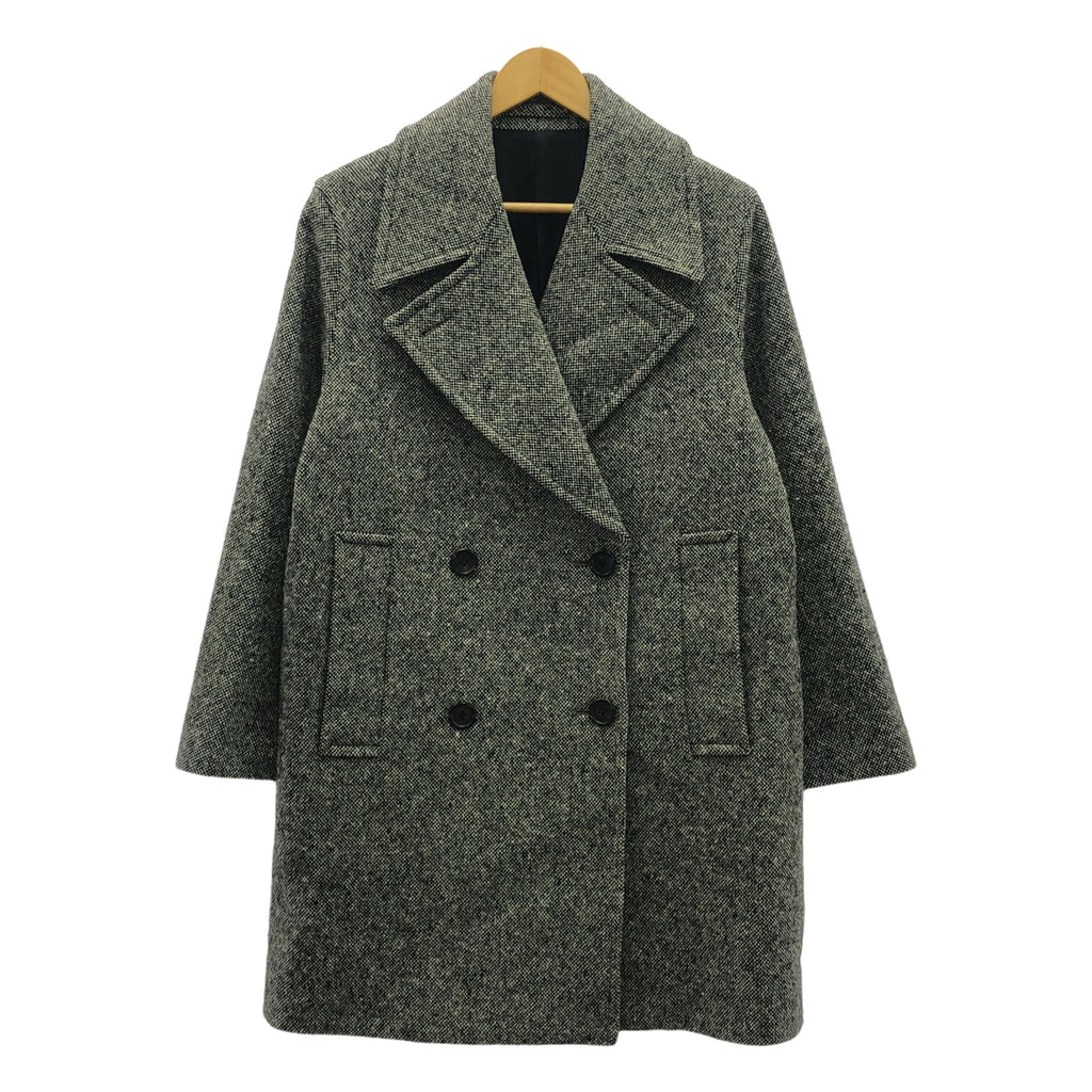 MARGARET HOWELL / マーガレットハウエル | NEP TWEED P COAT ネップツイード ダブルコート | 2 | ブラック/アイボリー | レディース