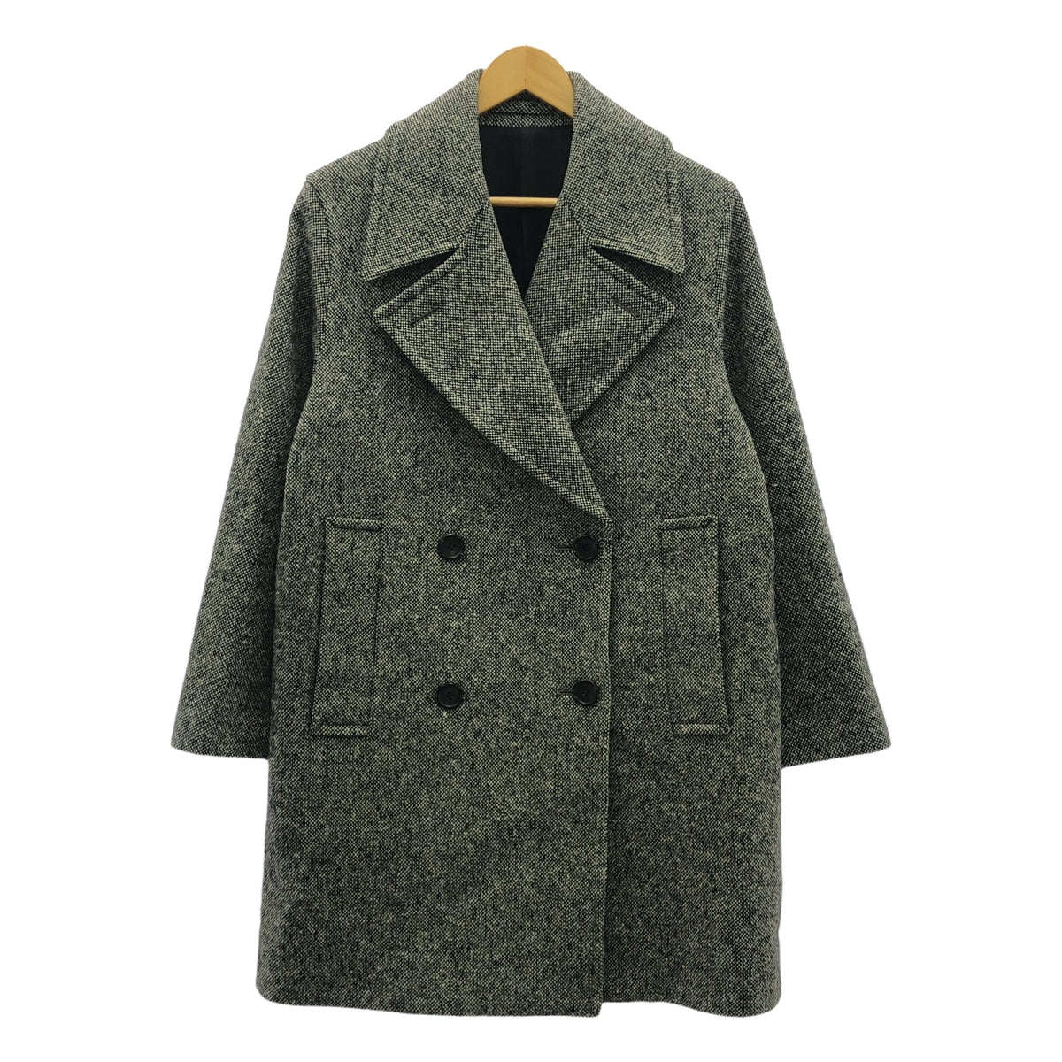 MARGARET HOWELL / マーガレットハウエル | NEP TWEED P COAT ネップツイード ダブルコート | 2 | ブラック/アイボリー | レディース