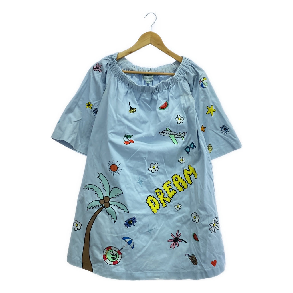 MIRA MIKATI / ミラ・ミカティ | コットン ワッペン ギャザー ワンピース | 34 | ライトブルー | レディース