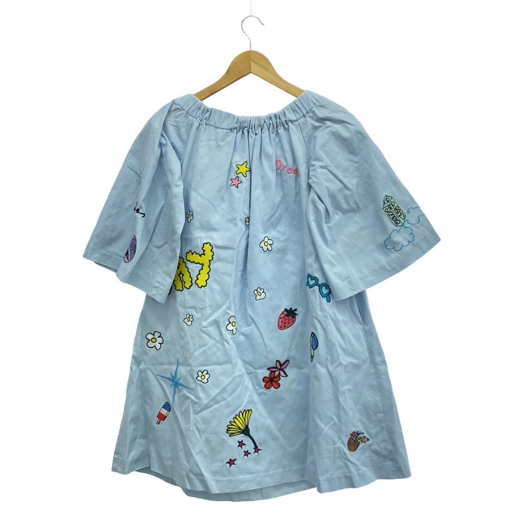 MIRA MIKATI / ミラ・ミカティ | コットン ワッペン ギャザー ワンピース | 34 | ライトブルー | レディース