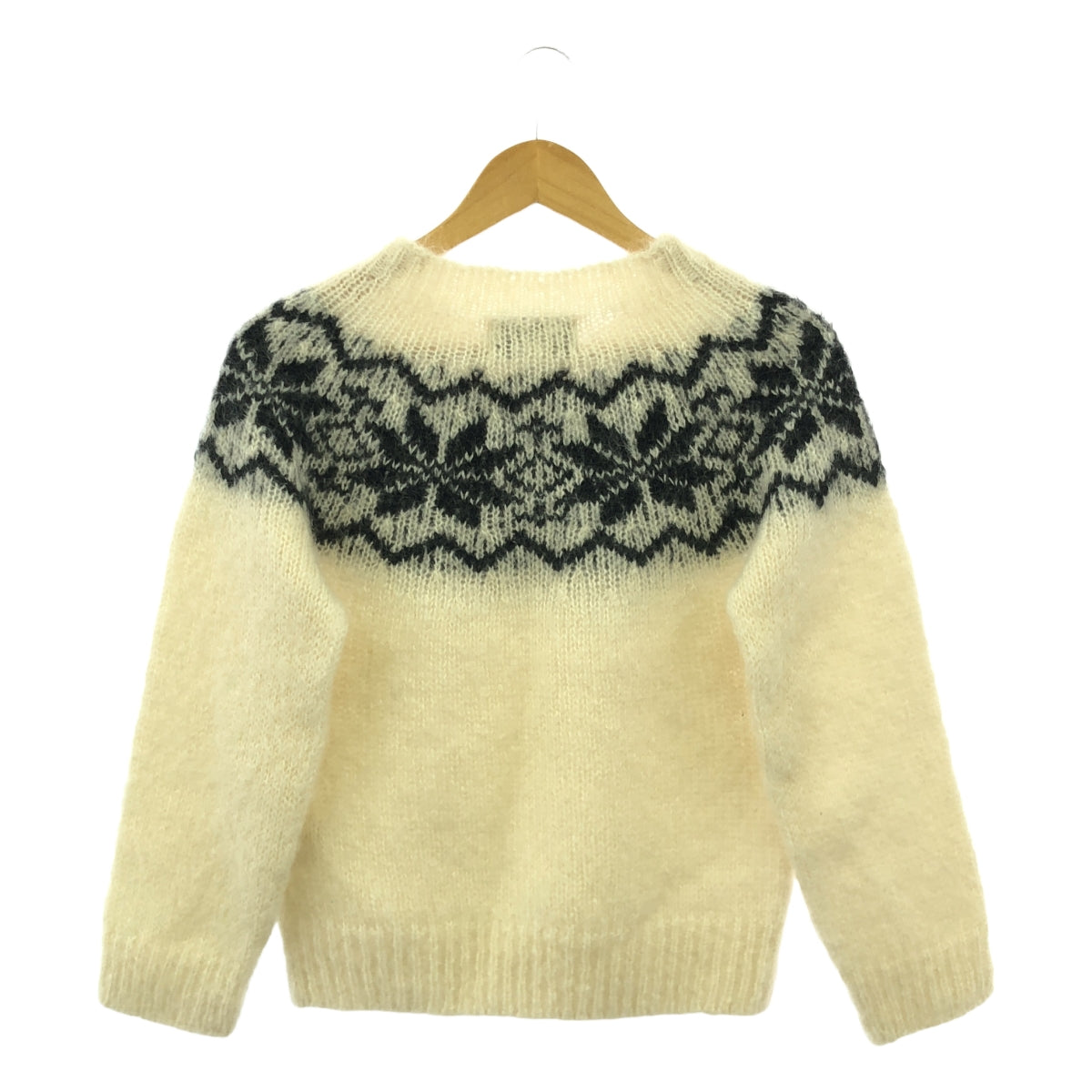 蘇格蘭哈雷 | 馬海毛北歐圖案套頭針織衫 | 34碼 | 白/黑 | 女款
