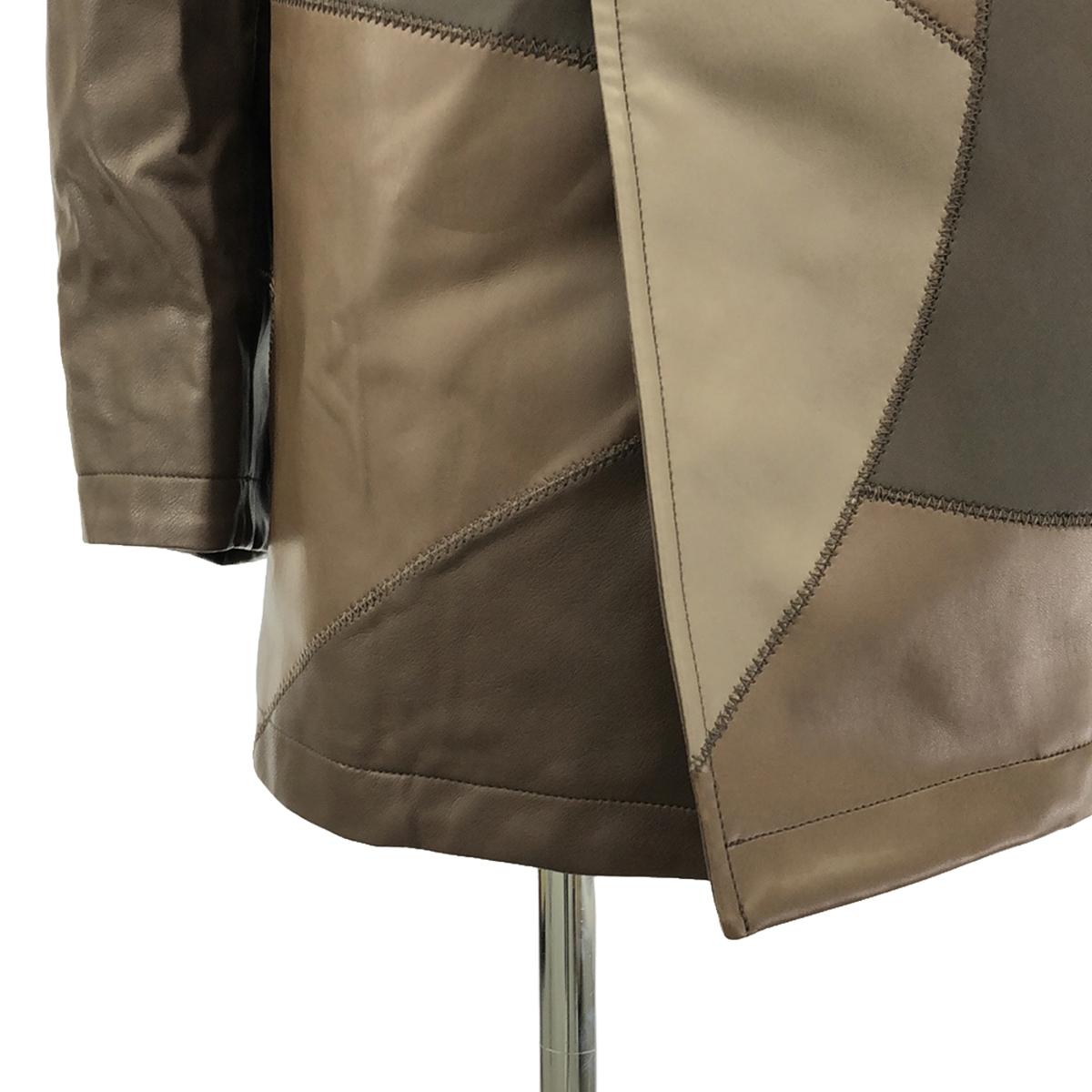 [Good Condition] NOUNLESS | PATCHWORK FAKE LEATHER JACKET | 1 | Brown | Women's