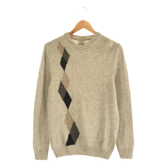 H953 / ACCA Novecinquetre | H953 / ACCA Novecinquetre Made in Italy Alpaca Merino Wool Argyle Pattern Pullover Knit Sweater | 48 | Light Gray | Men's