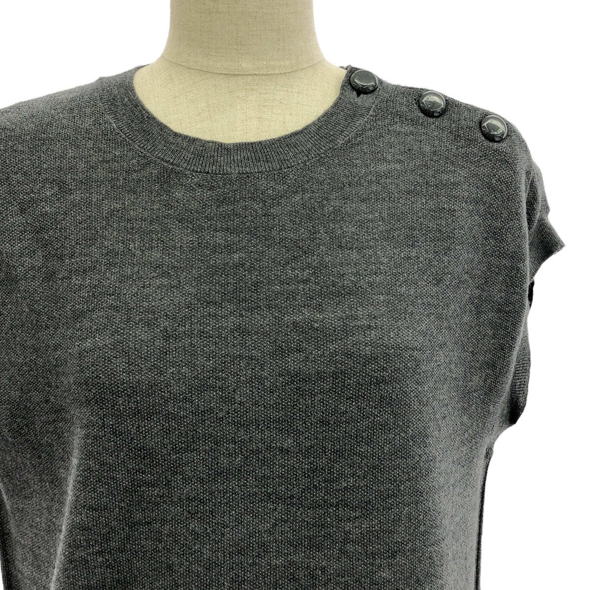 【美品】  Louis Vuitton / ルイヴィトン | ウール シルク 異素材 切替 スカーフ ドレス ワンピース | S | グレー | レディース