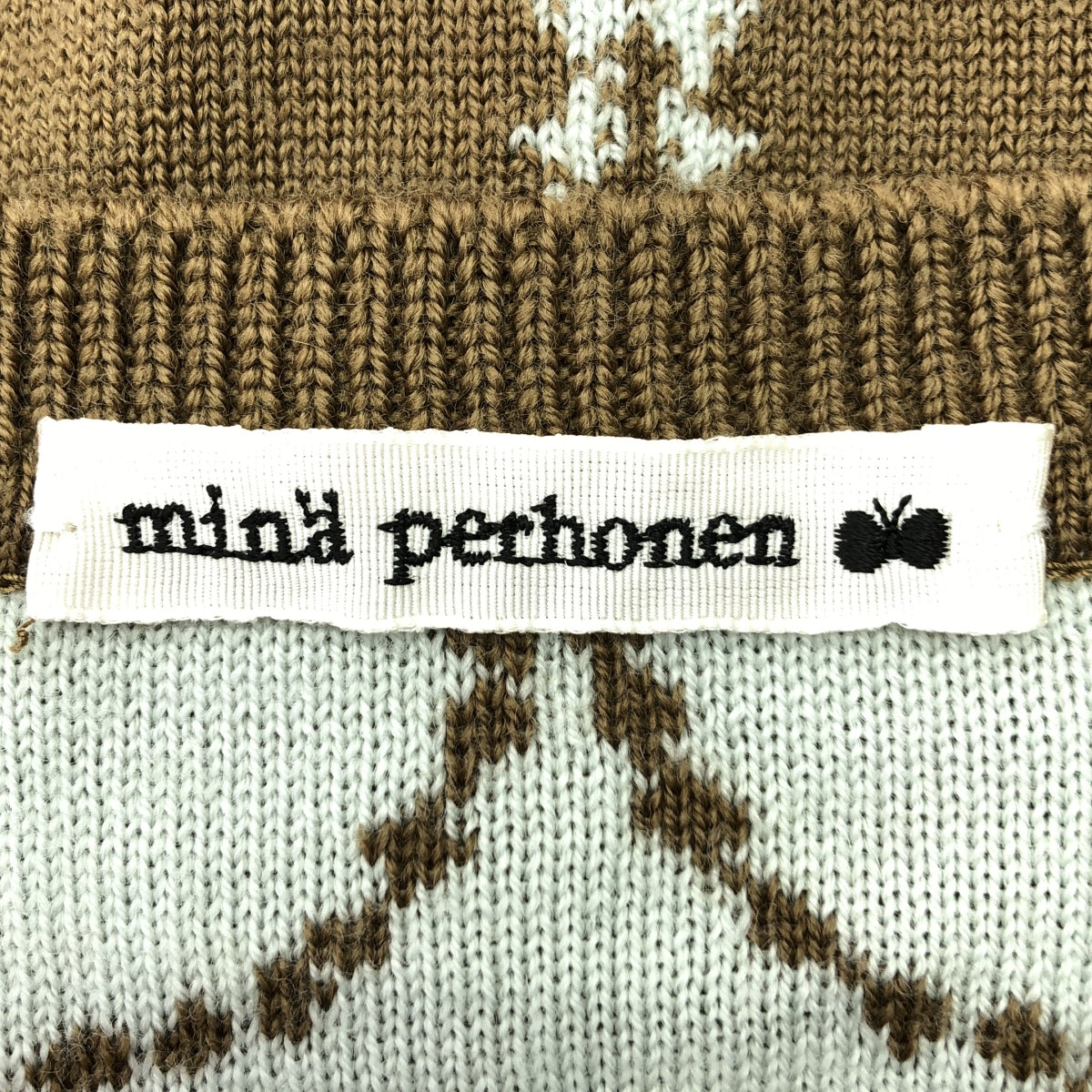 [狀況極佳] mina perhonen | 2022 秋冬系列 | tambourine 針織開襟衫 | 36 碼 | 棕色 | 女款