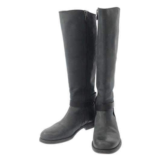 HENRY BEGUELIN | Leather ankle belt side zip long boots | 37 | Black | Women's