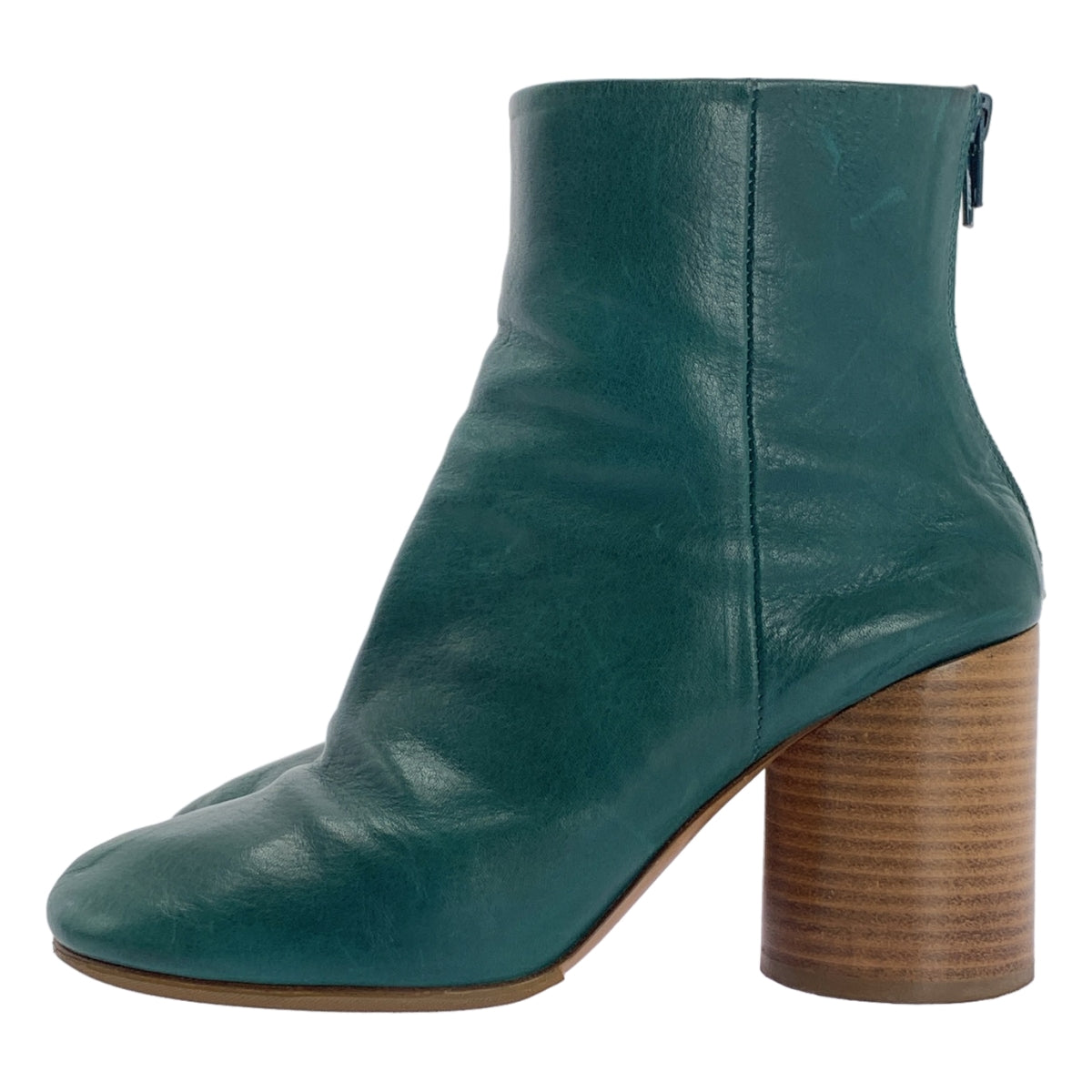 Maison Martin Margiela / メゾンマルタンマルジェラ | 2013AW | レザー チャンキーヒール バックジップ ブーティ ショートブーツ | 36 1/2 | グリーン | レディース
