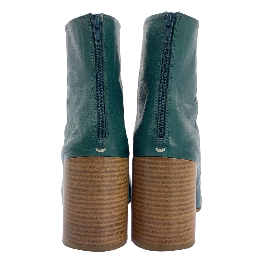 Maison Martin Margiela / メゾンマルタンマルジェラ | 2013AW | レザー チャンキーヒール バックジップ ブーティ ショートブーツ | 36 1/2 | グリーン | レディース