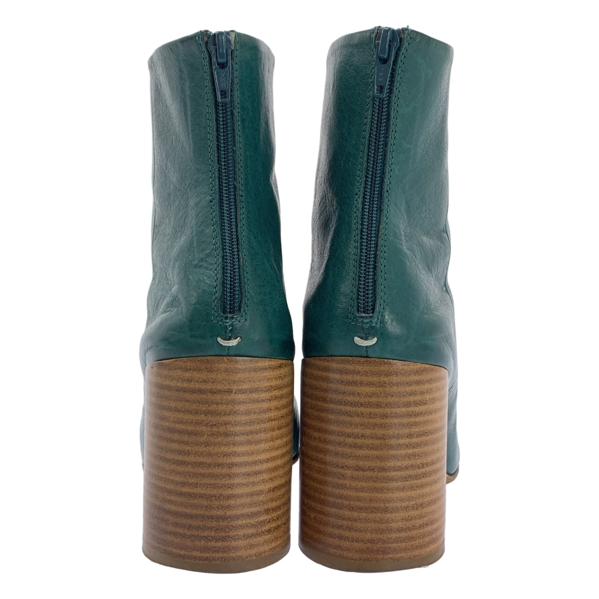 Maison Martin Margiela / メゾンマルタンマルジェラ | 2013AW | レザー チャンキーヒール バックジップ ブーティ ショートブーツ | 36 1/2 | グリーン | レディース