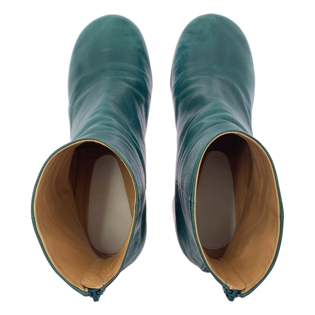 Maison Martin Margiela / メゾンマルタンマルジェラ | 2013AW | レザー チャンキーヒール バックジップ ブーティ ショートブーツ | 36 1/2 | グリーン | レディース