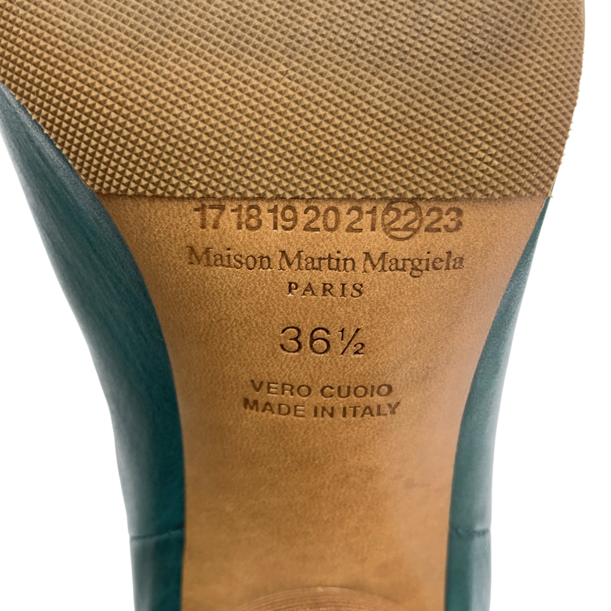 Maison Martin Margiela / メゾンマルタンマルジェラ | 2013AW | レザー チャンキーヒール バックジップ ブーティ ショートブーツ | 36 1/2 | グリーン | レディース
