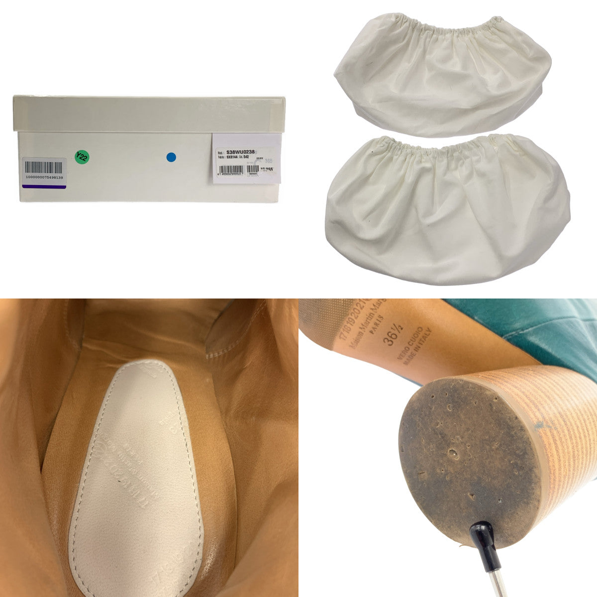 Maison Martin Margiela / メゾンマルタンマルジェラ | 2013AW | レザー チャンキーヒール バックジップ ブーティ ショートブーツ | 36 1/2 | グリーン | レディース