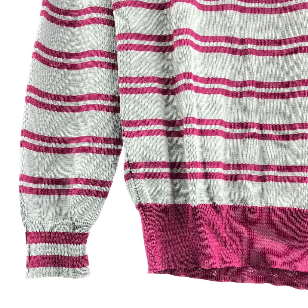 【成色極佳】White Mountaineering | 絲混紡條紋V領毛衣 | 1碼 | 灰/紫色 | 男士