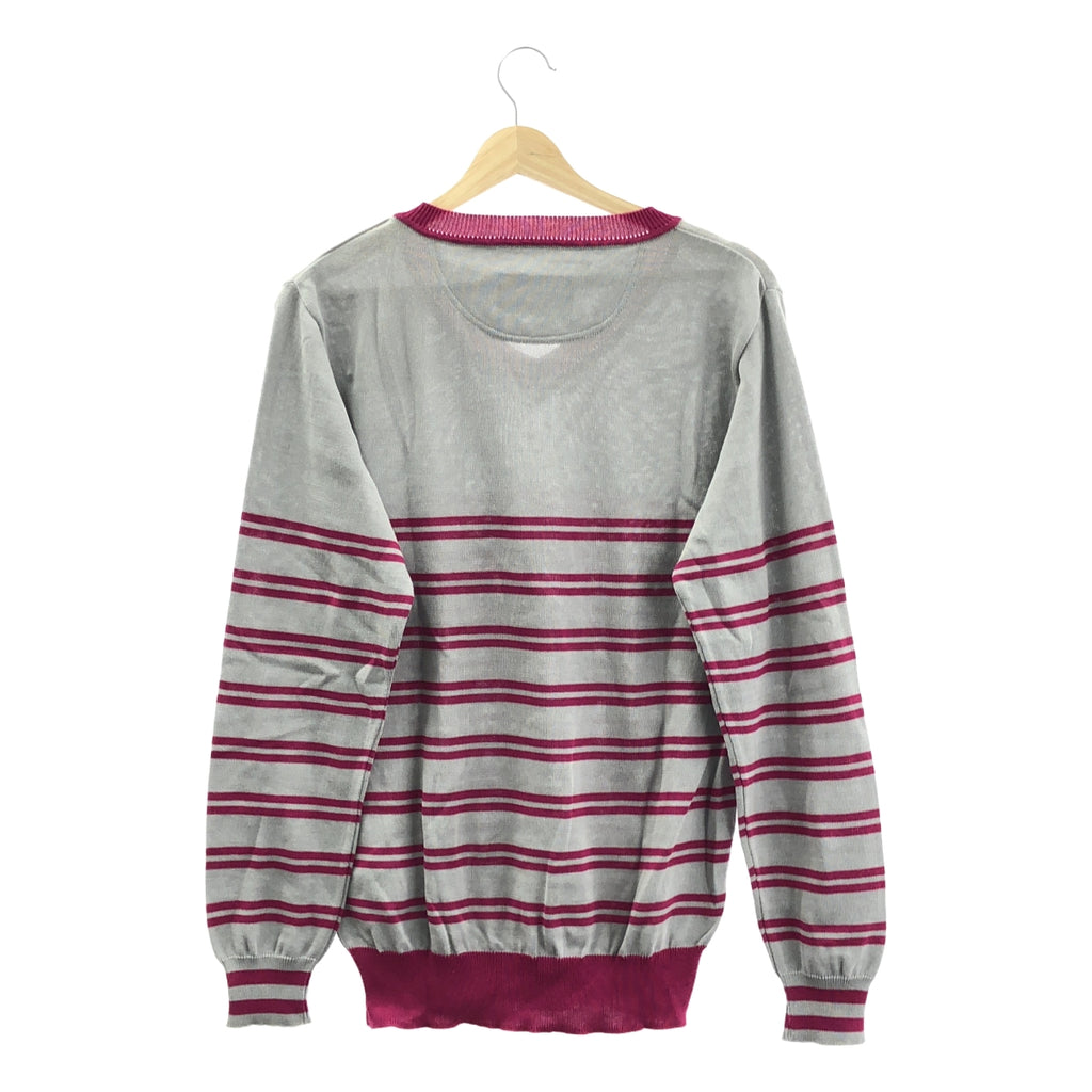【成色極佳】White Mountaineering | 絲混紡條紋V領毛衣 | 1碼 | 灰/紫色 | 男士