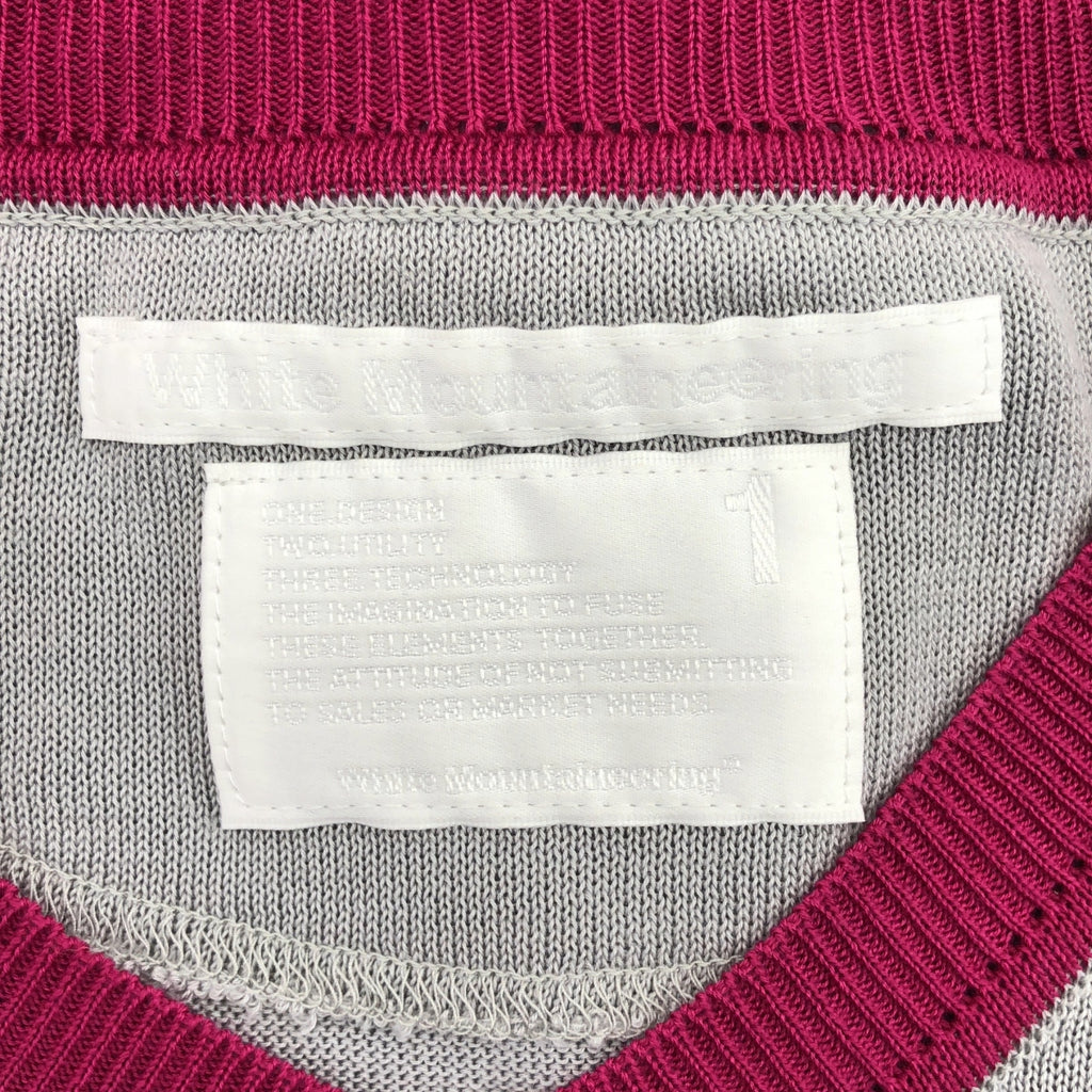【成色極佳】White Mountaineering | 絲混紡條紋V領毛衣 | 1碼 | 灰/紫色 | 男士