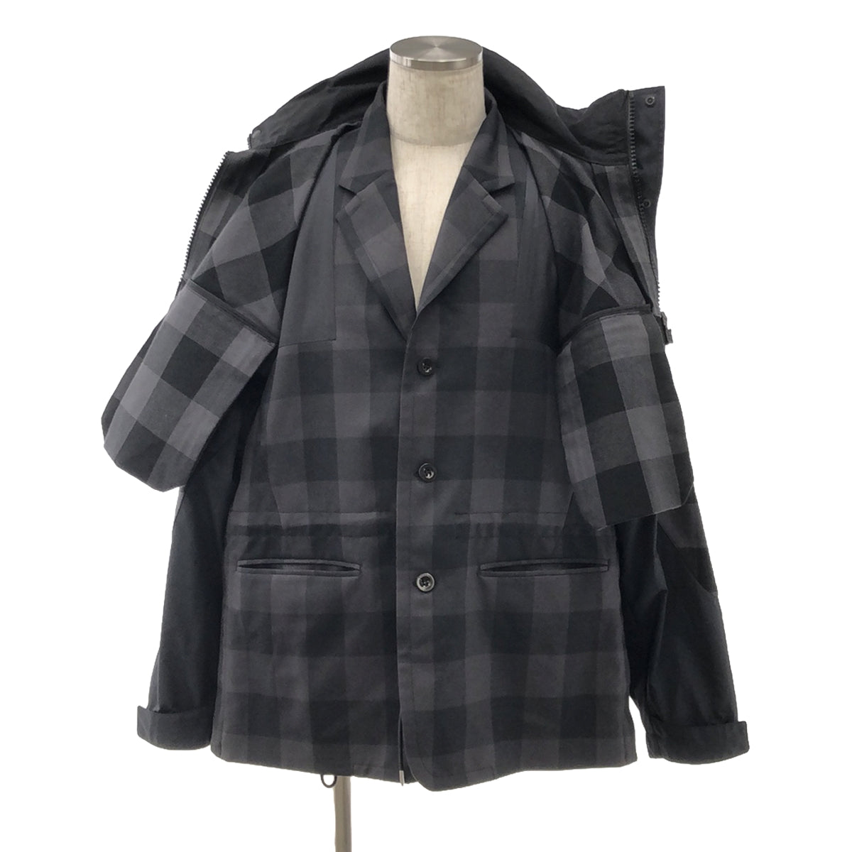 sacai / サカイ | 2022SS | Buffalo Check Blouson / 異素材 切替 バッファローチェック ジャケット – KLD