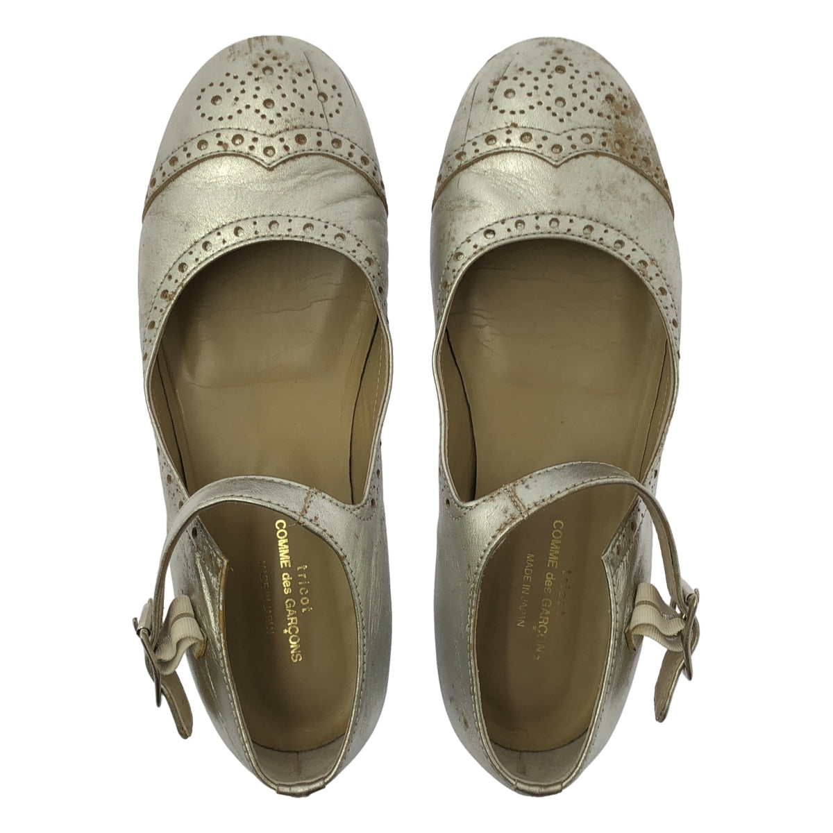 COMME des GARÇONS | 經編布料皮革瑪麗珍鞋 |尺寸 23 |女性的