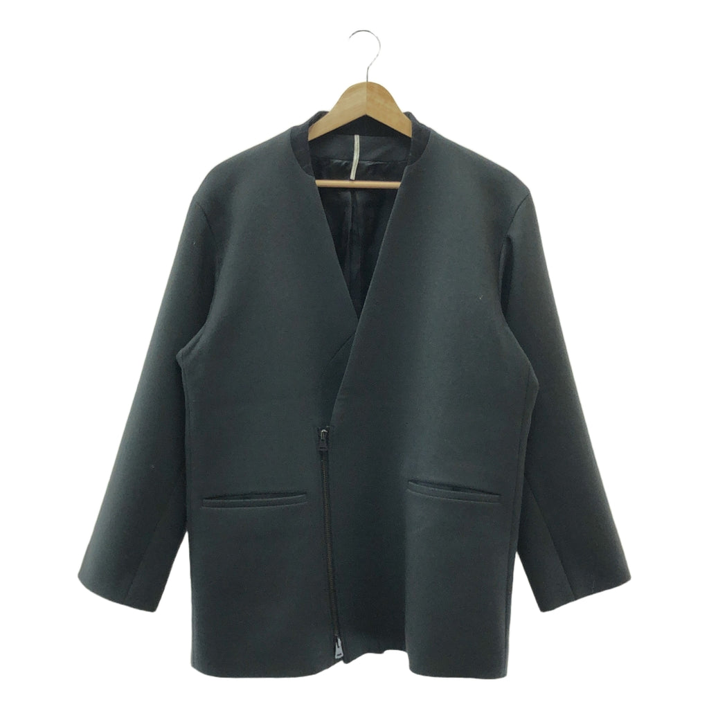 【美品】  m's braque / エムズブラック | Zipper Jacket / ジップ ノーカラーダブルジャケット | 38 | charcoal | メンズ