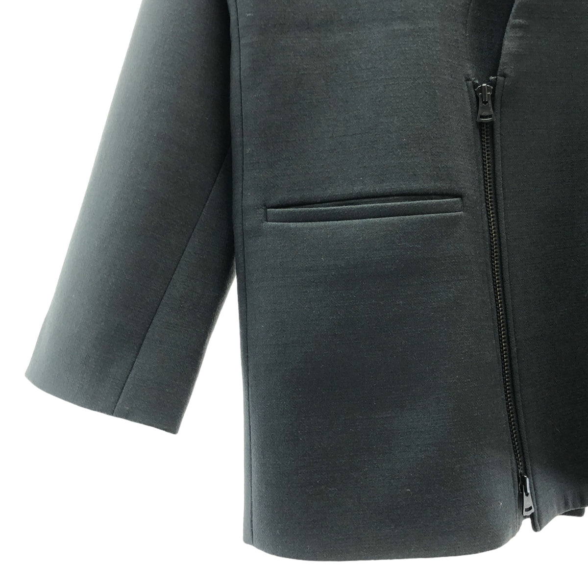 【美品】  m's braque / エムズブラック | Zipper Jacket / ジップ ノーカラーダブルジャケット | 38 | charcoal | メンズ