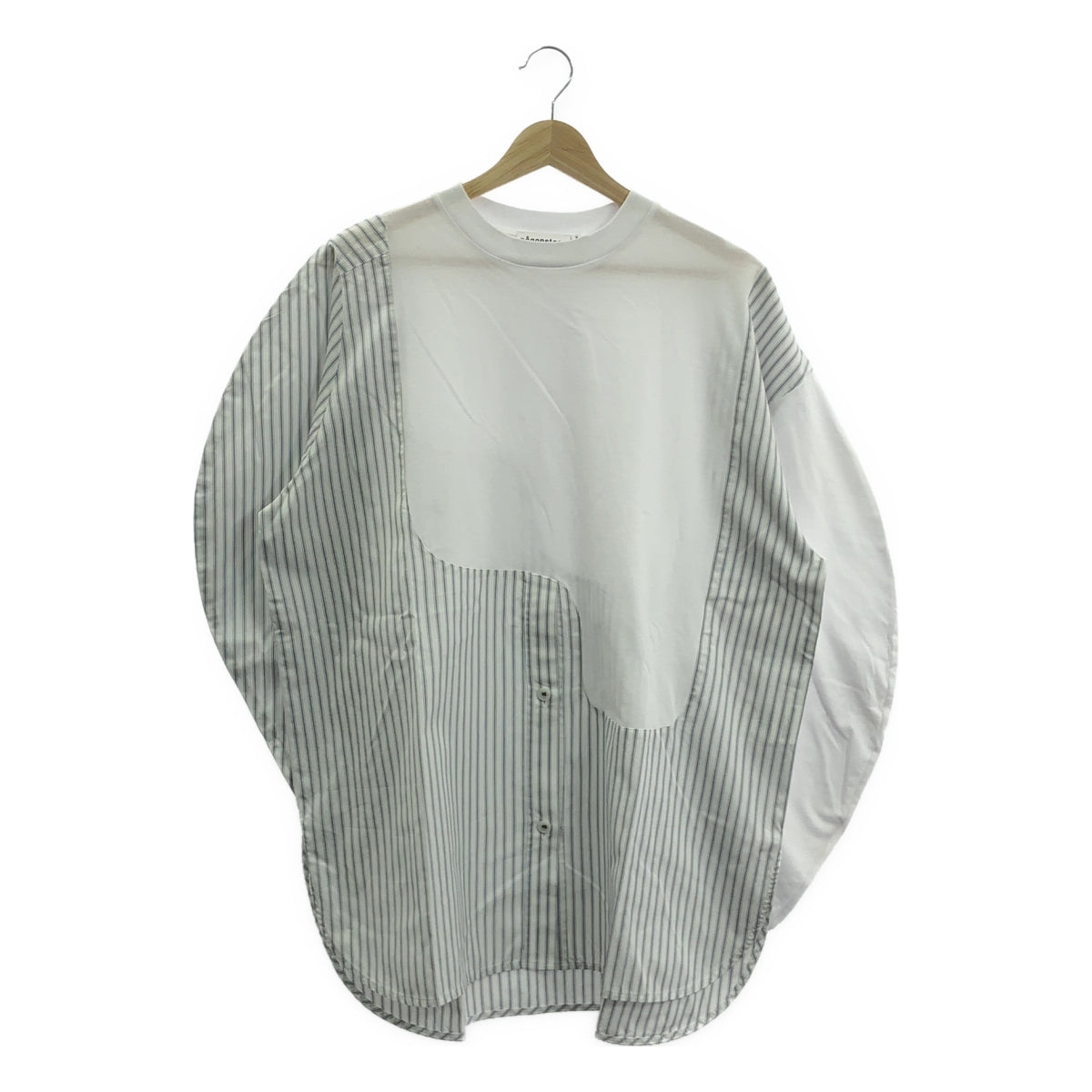 【美品】  nagonstans / ナゴンスタンス | shirt long-sleeves ストライプ シャツ | M | ホワイト/ネイビー | レディース