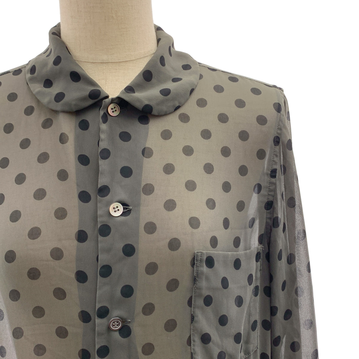 COMME des GARCONS / 콤데 갤슨 | 2013SS | 시어 도트 도킹 라운드 컬러 셔츠 | XS | 여성