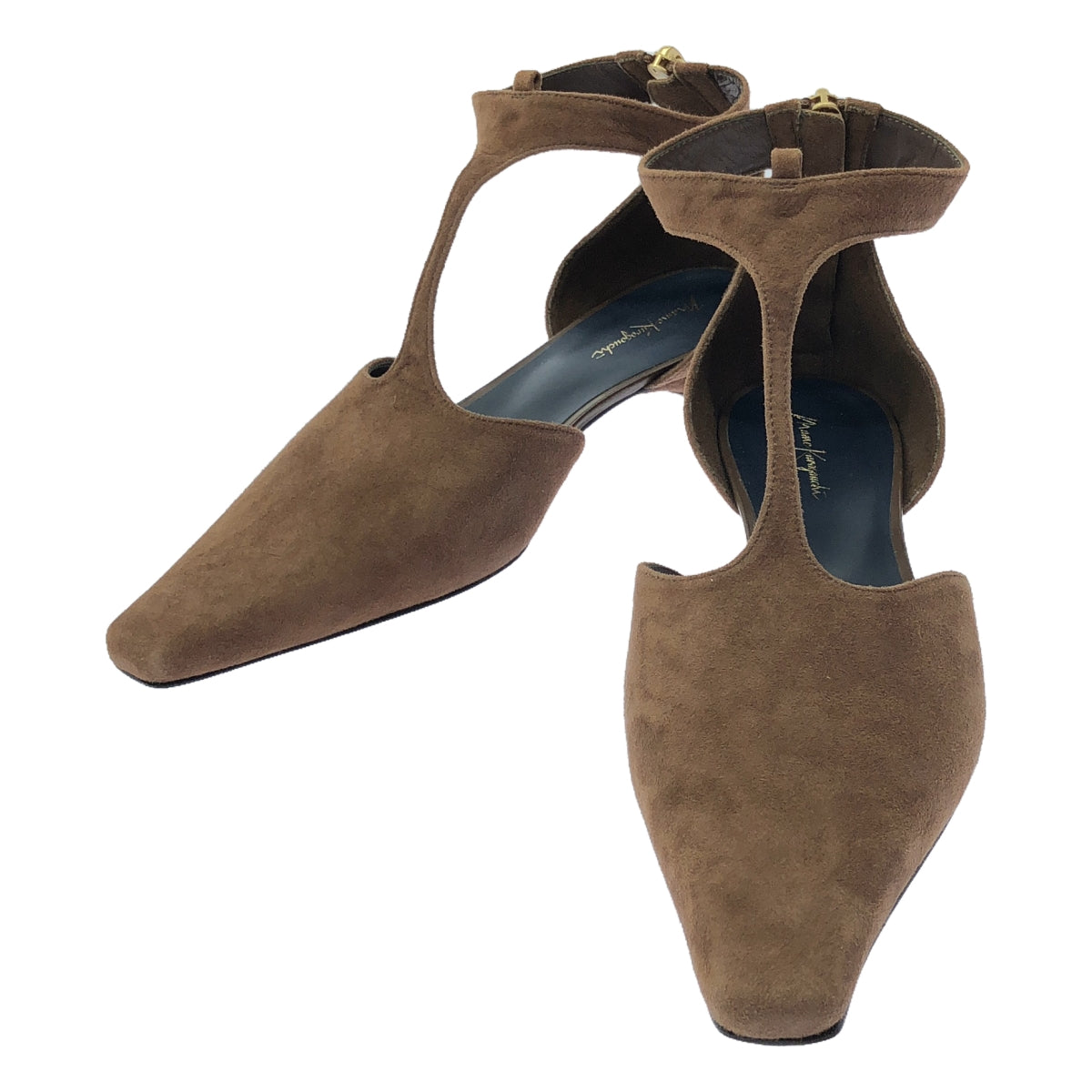 Mame Kurogouchi / Mame Kurogouchi | T-Strap Suede Heel Pumps Suede Mule Sandals | 24 1/2 | Brown | Women's