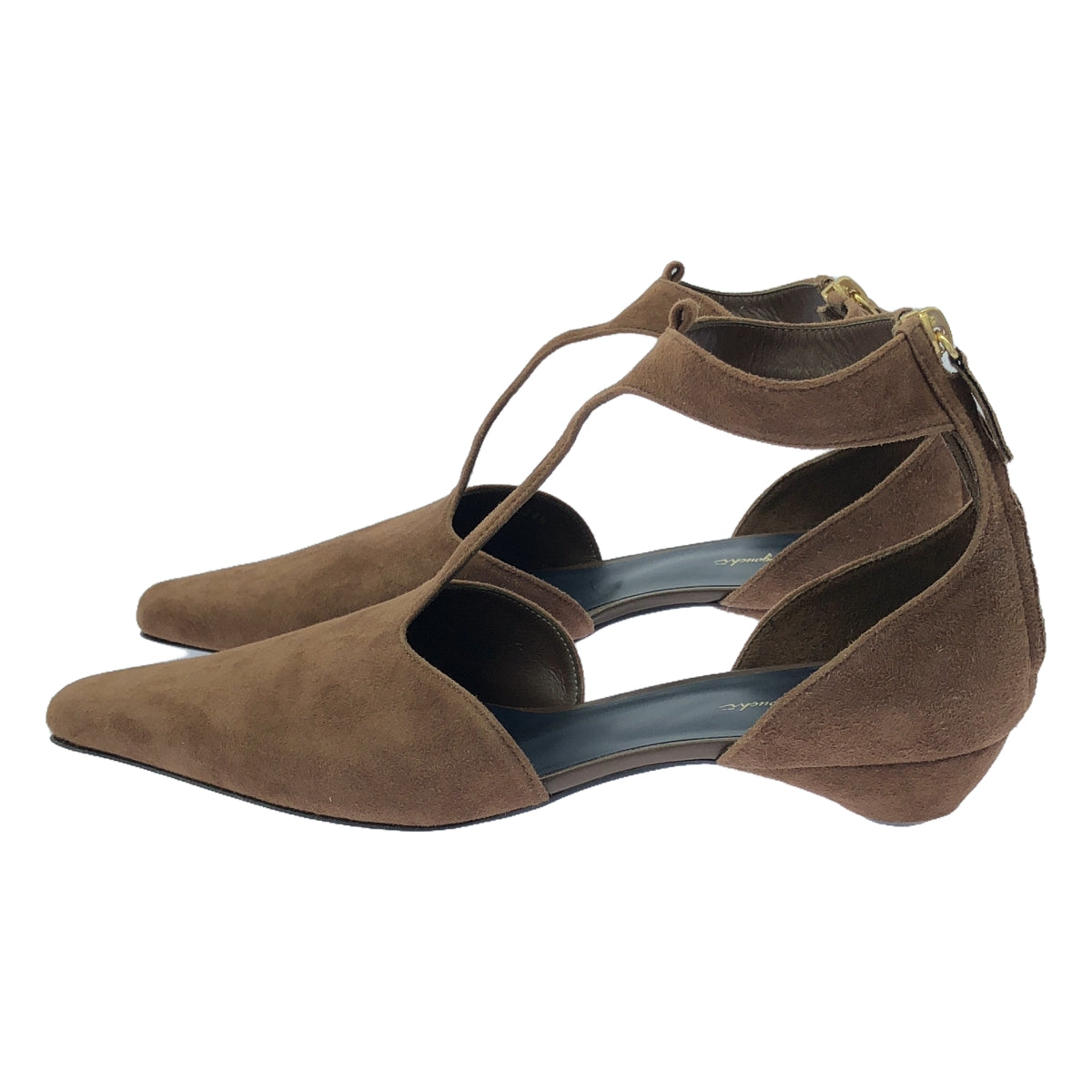 Mame Kurogouchi / Mame Kurogouchi | T-Strap Suede Heel Pumps Suede Mule Sandals | 24 1/2 | Brown | Women's