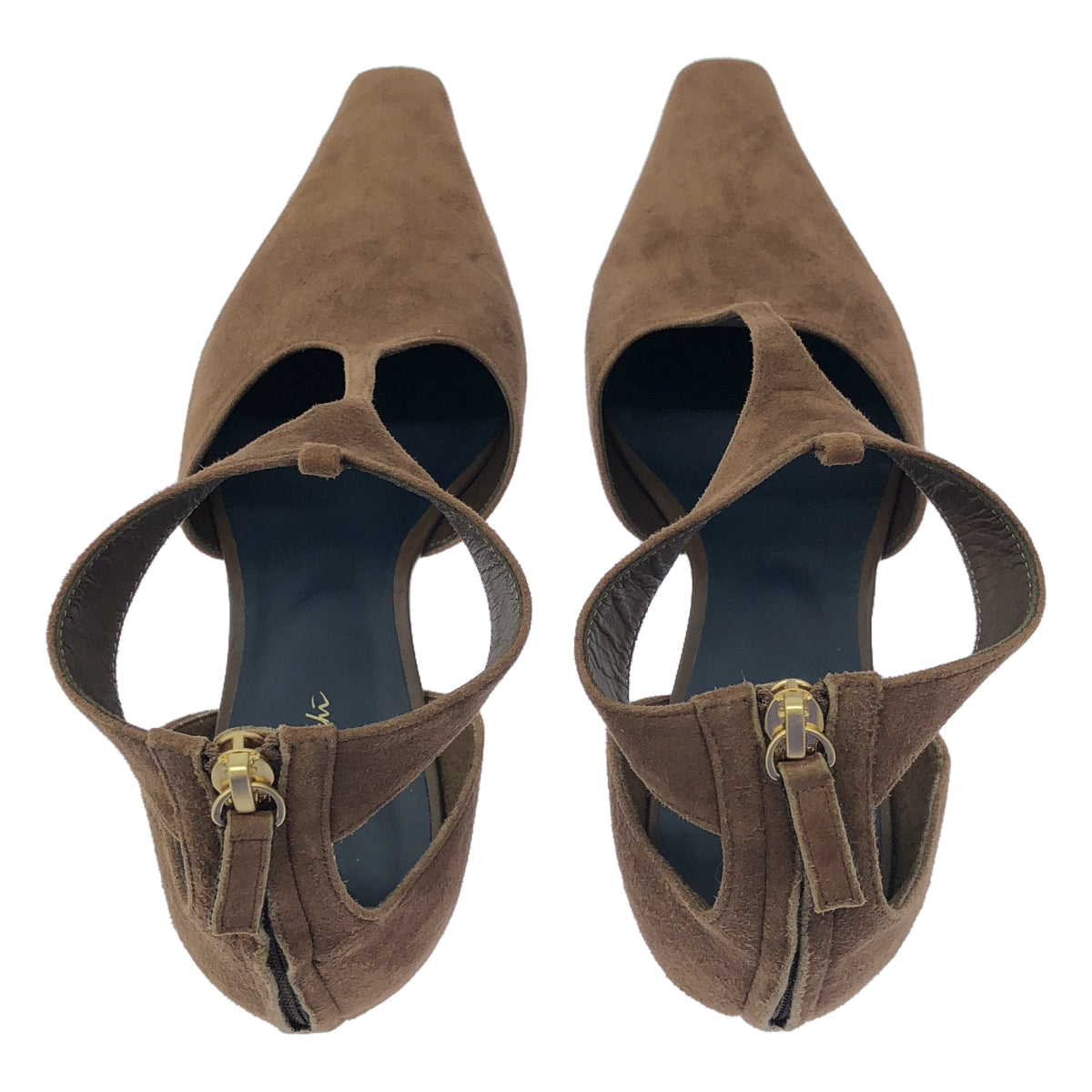 Mame Kurogouchi / Mame Kurogouchi | T-Strap Suede Heel Pumps Suede Mule Sandals | 24 1/2 | Brown | Women's