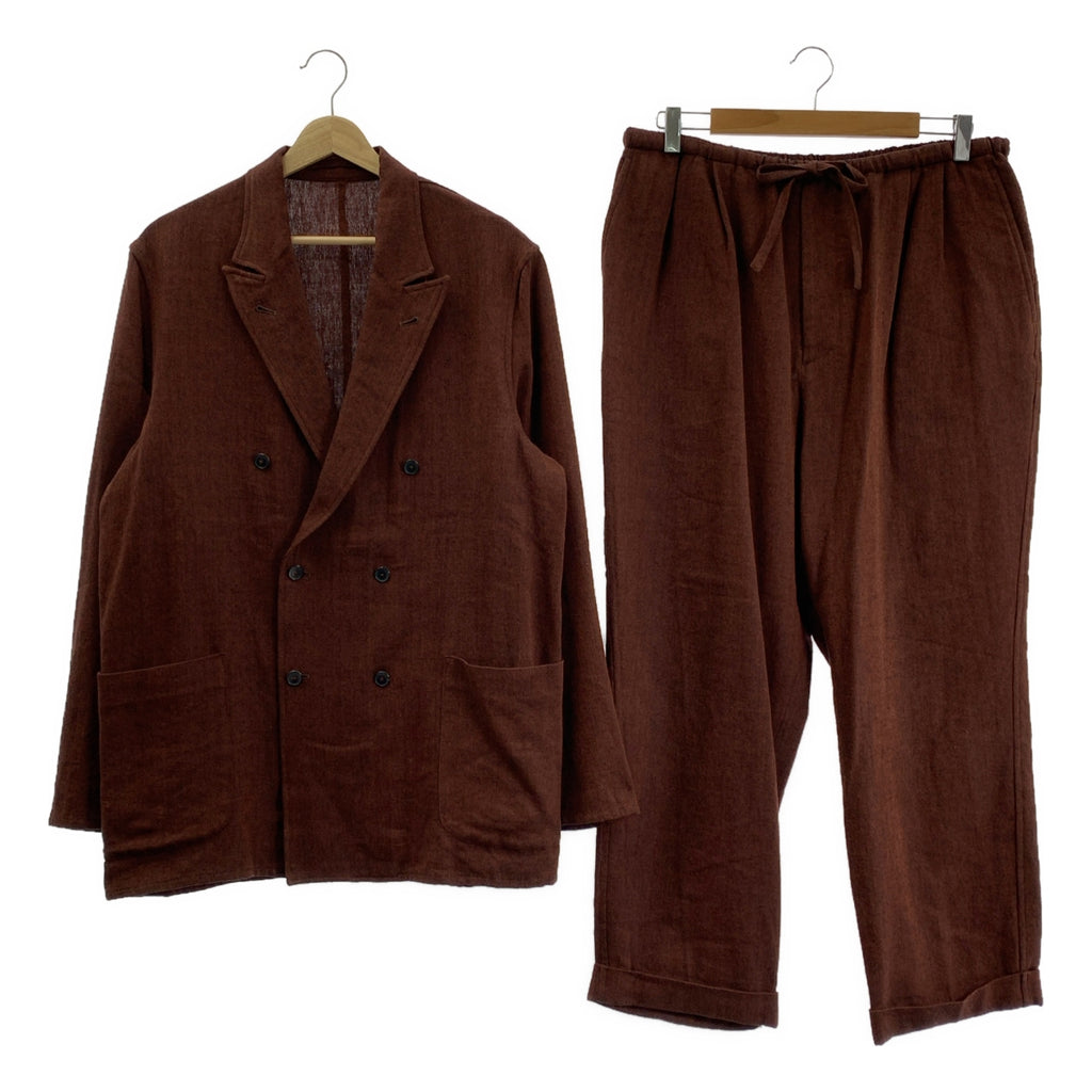 MAATEE&amp;SONS / 마티&amp;샌즈 | × UNREAL REAL CLOTHES 셋업 / W BREASTED JACKET / EASY PANTS 헤링본 더블 브레스트 재킷 / 이지 팬츠 | 3 | 브라운 | 맨즈