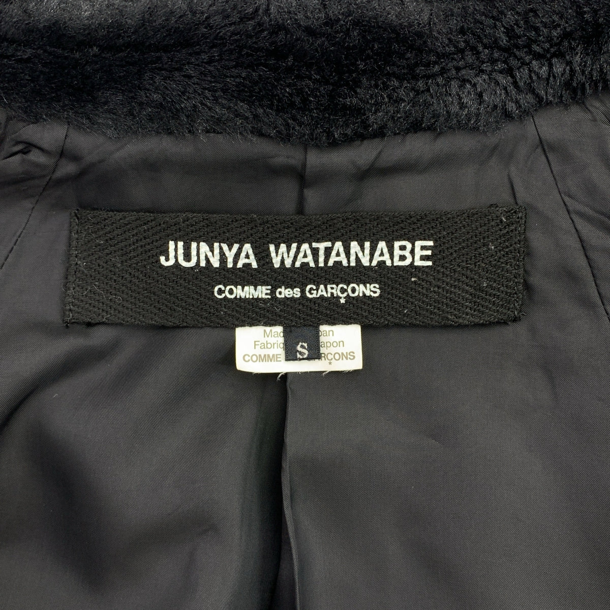 JUNYA WATANABE COMME des GARCONS / ジュンヤワタナベ | 2015AW | ウール エコファー切替 ケープ ポンチョ コート | S | ブラック | レディース