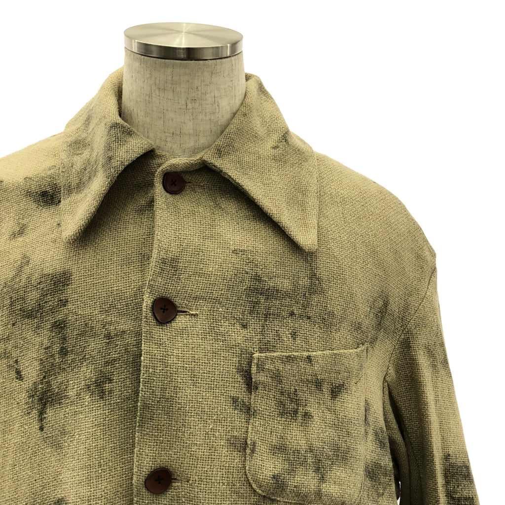 【美品】  Peng Tai / ペンタイ | Hand Dyed Car Coat / シングル ステンカラー オーバーコート | 46（S) | Worm Wood | メンズ