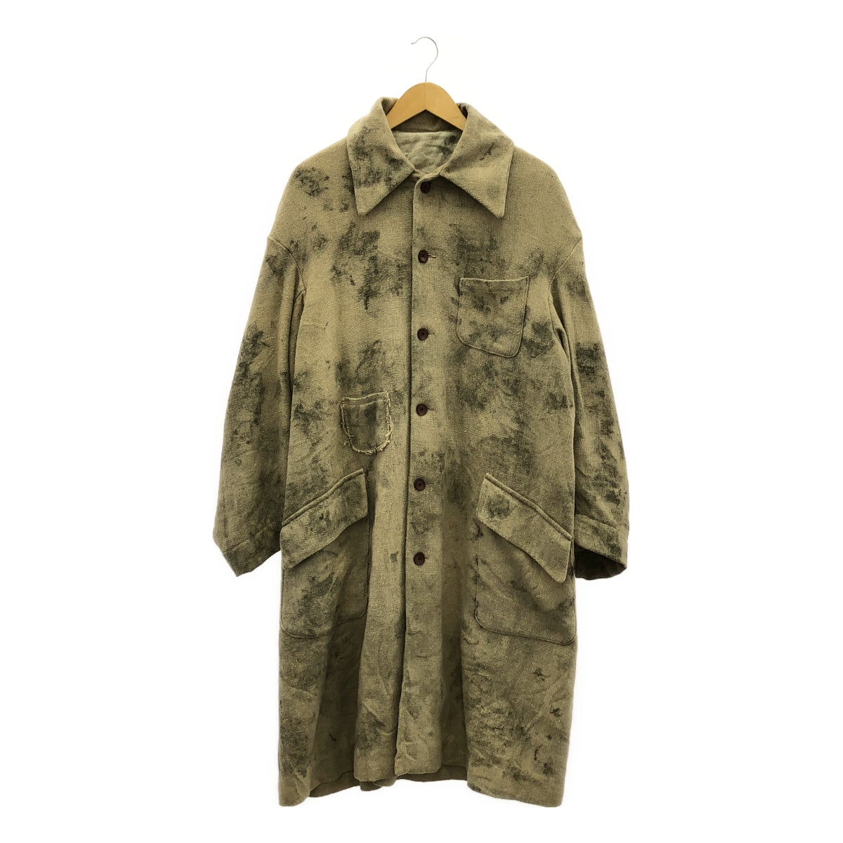 【美品】  Peng Tai / ペンタイ | Hand Dyed Car Coat / シングル ステンカラー オーバーコート | 46（S) | Worm Wood | メンズ