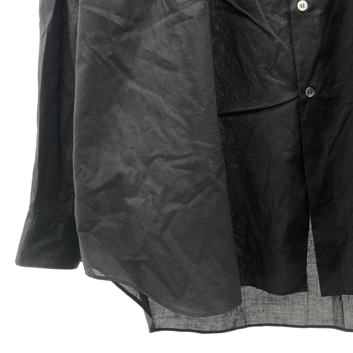 [近乎全新] COMME des GARÇONS | 2016 秋冬系列 | 褶皺領口棉質喇叭襯衫 | XS 碼 | 黑色 | 女款