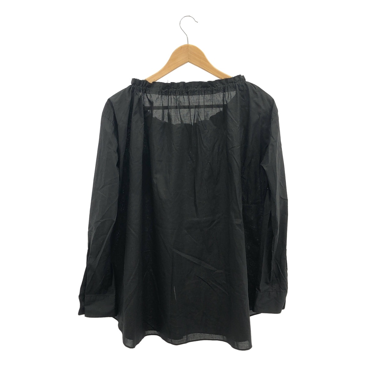 [近乎全新] COMME des GARÇONS | 2016 秋冬系列 | 褶皺領口棉質喇叭襯衫 | XS 碼 | 黑色 | 女款