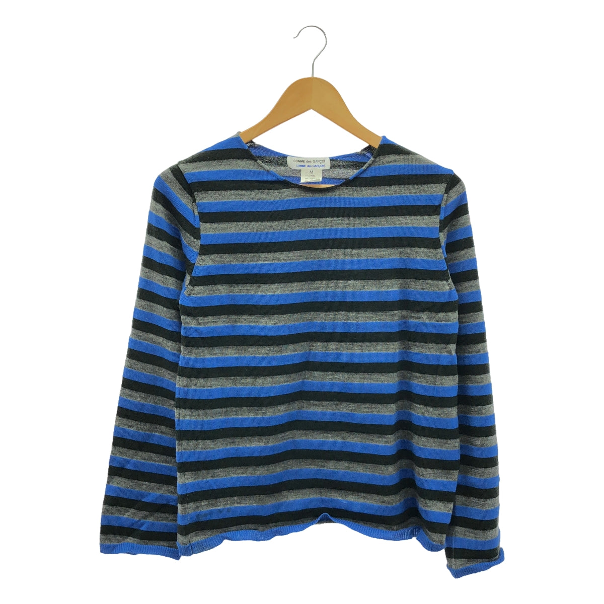 COMME des GARCONS COMME des GARCONS / 콤콤 | 울 테두리 풀오버 니트 | M | 블루 / 블랙 / 그레이 |