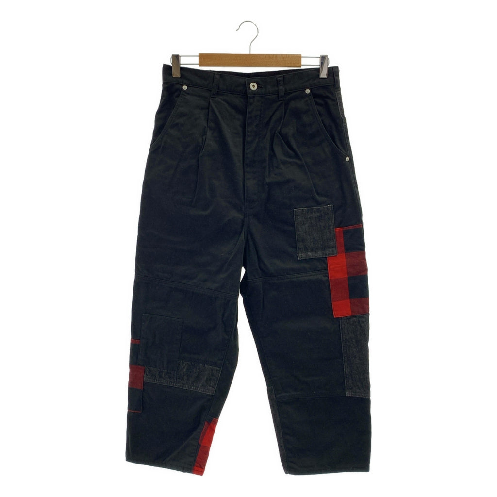 COMME des GARÇONS HOMME | 2023 秋冬系列 | 拼接錐形褲 | XS 碼 | 黑/紅 | 男士