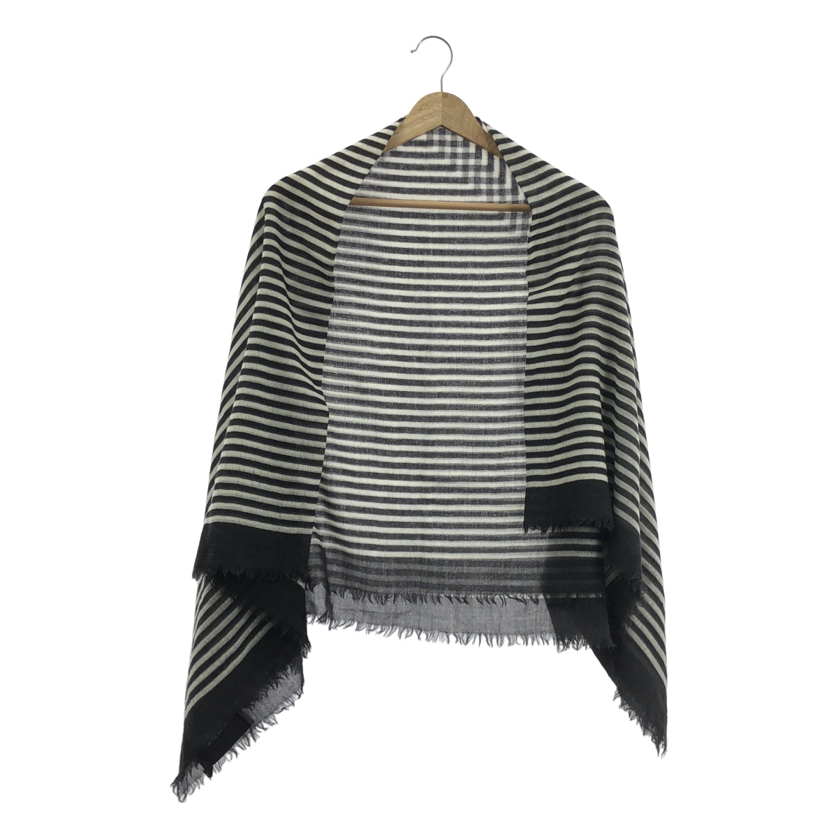 Haider Ackermann 大方形邊框披肩，狀況良好，白色/灰色