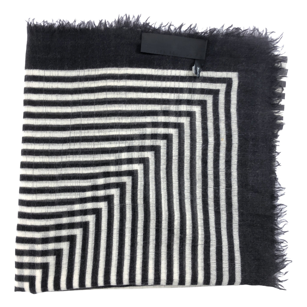 【美品】  Haider Ackermann / ハイダーアッカーマン | スクエアボーダー 大判ストール | ホワイト / グレー